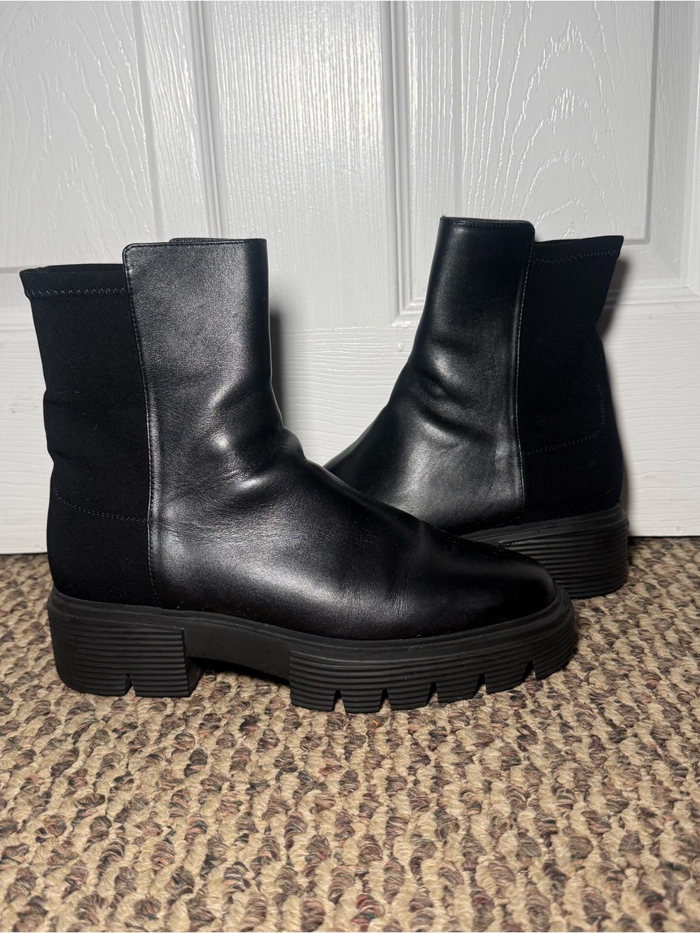 Women's Stuart Weitzman Black Chunky Chelsea Boot - Modern Platform Ankle Boot